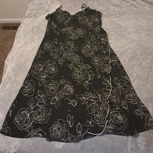 Sansara Black Floral Ruffle Slip Maxi Dress Lightweight Y2K Whimsigoth 1X-2X.